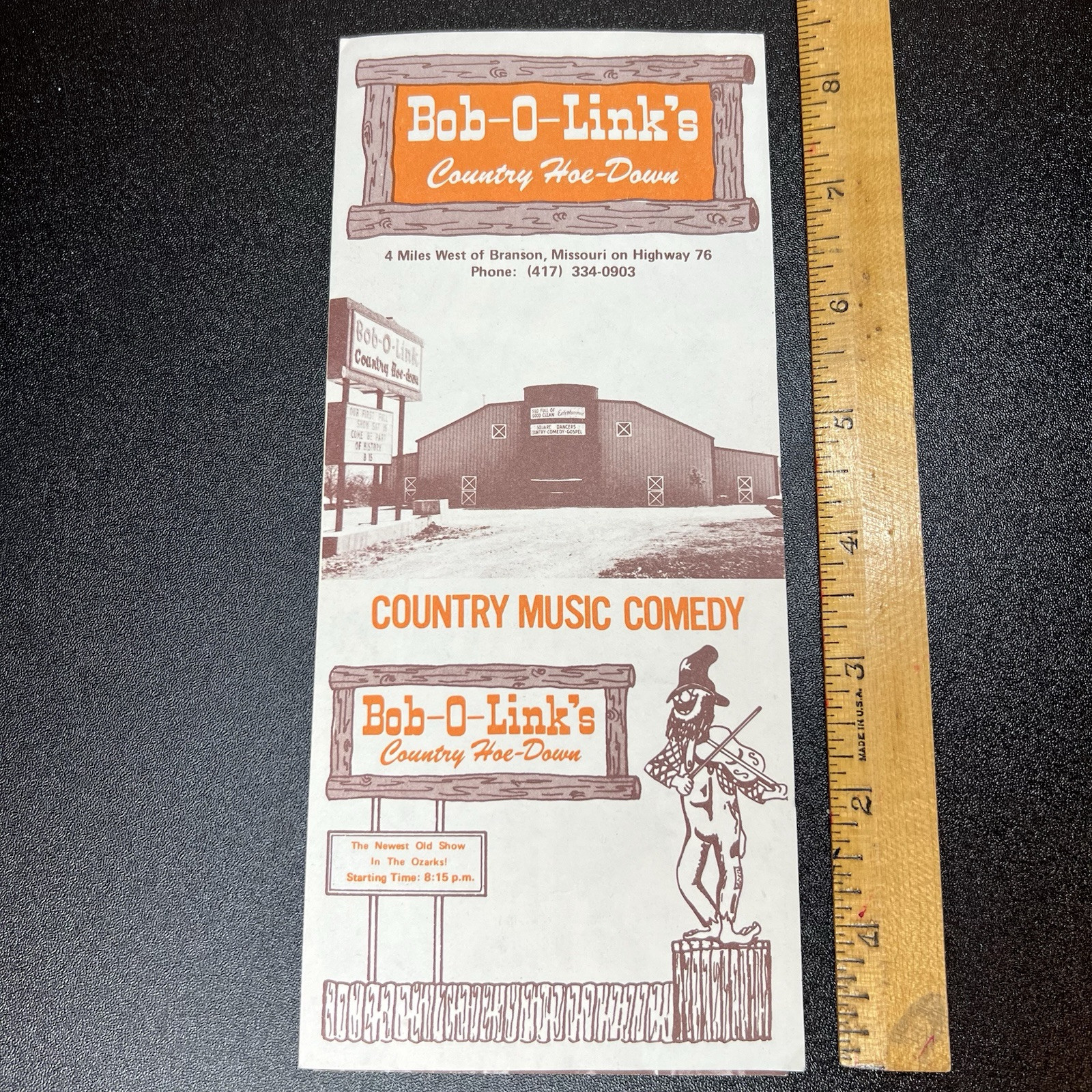 Bob-o-Links Country Hoe-Down Branson, Missouri Vintage Brochure Schedule 1977