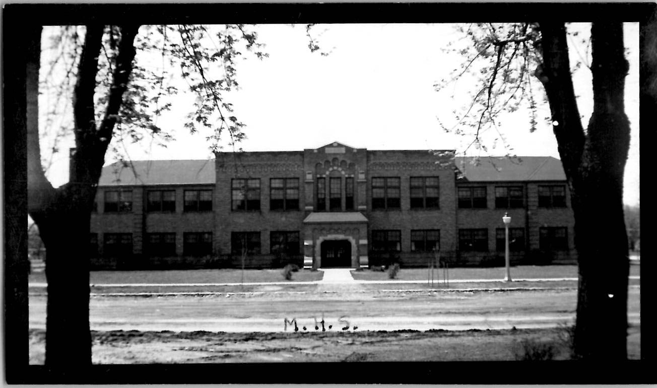 Marceline High School Missouri Facade Metallic Paper Border 1930s Vintage Photo
