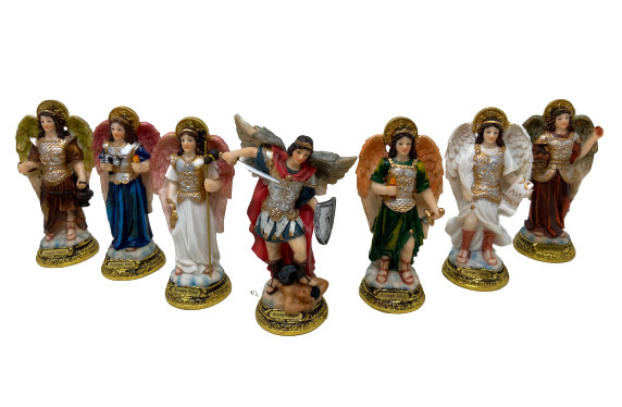 Set 7 Arcángeles 6 inch Resin Figurines Seven Archangels Set 6519