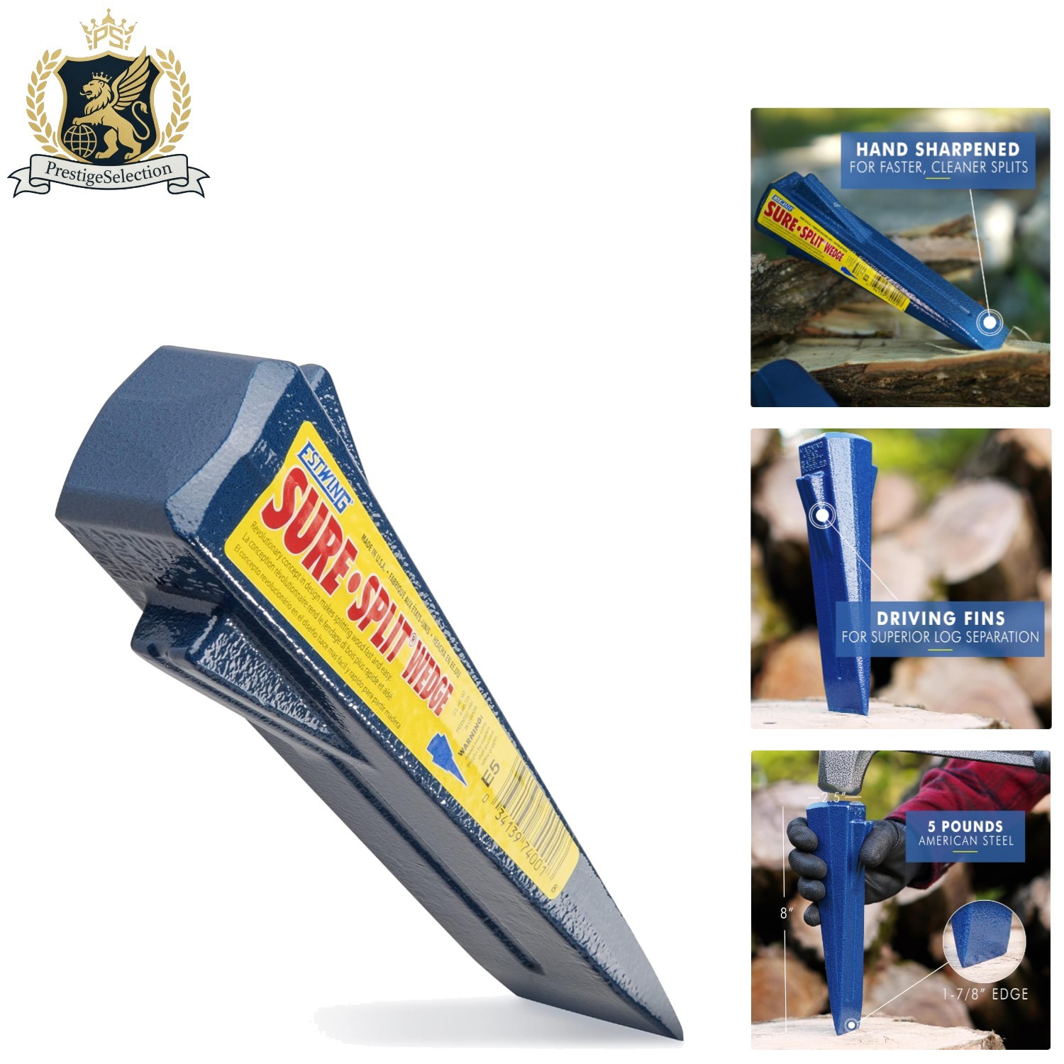 Forged Steel 5lb Sure Split Wood Wedge - Ideal for Campers & Outdoor Enthusiasts
