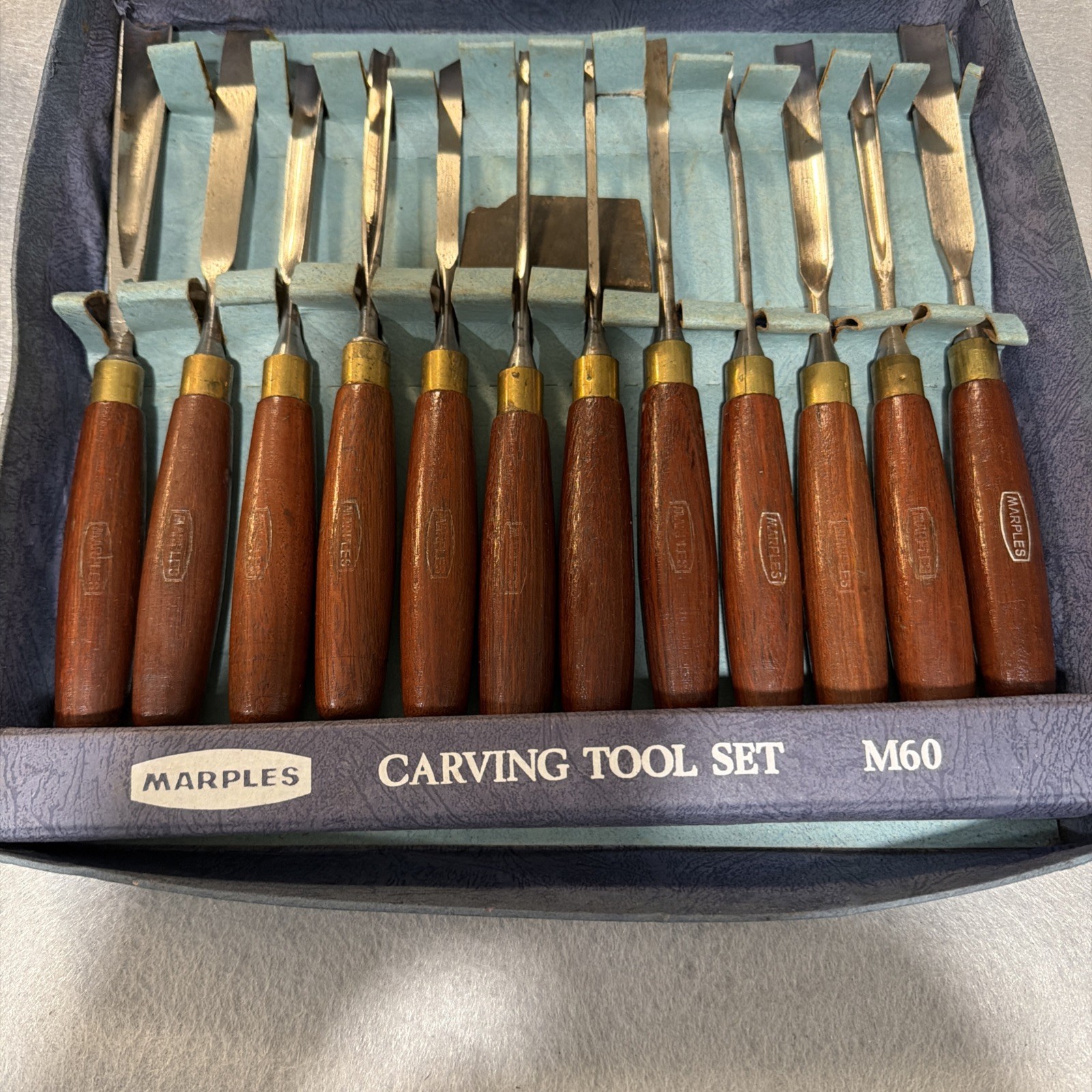 Vintage Marples Boxwood Wood Chisel Carving Tool Set of 12