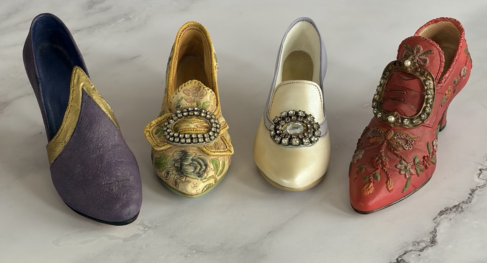 Vintage Miniature Shoe Figurines Lot 4 Raine Willitts Nostalgia Rhinestone