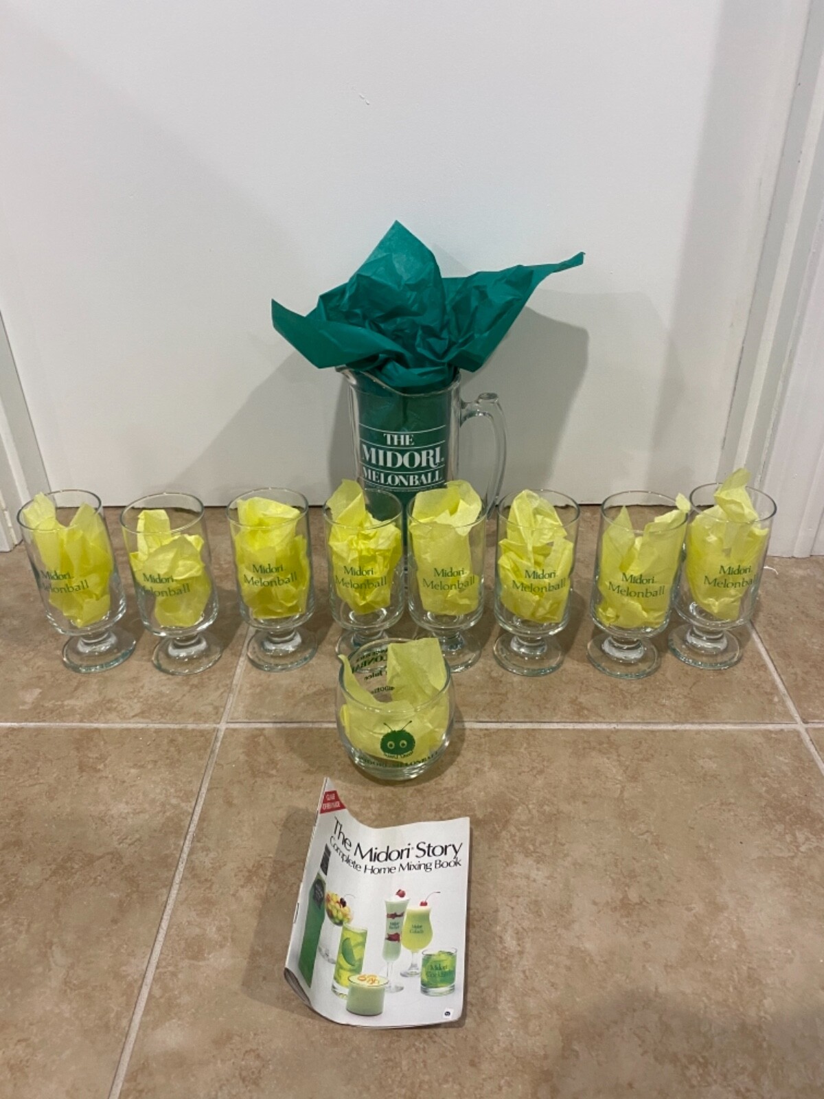 Vintage Midori Mellonball Glasses and Pitcher (Set)