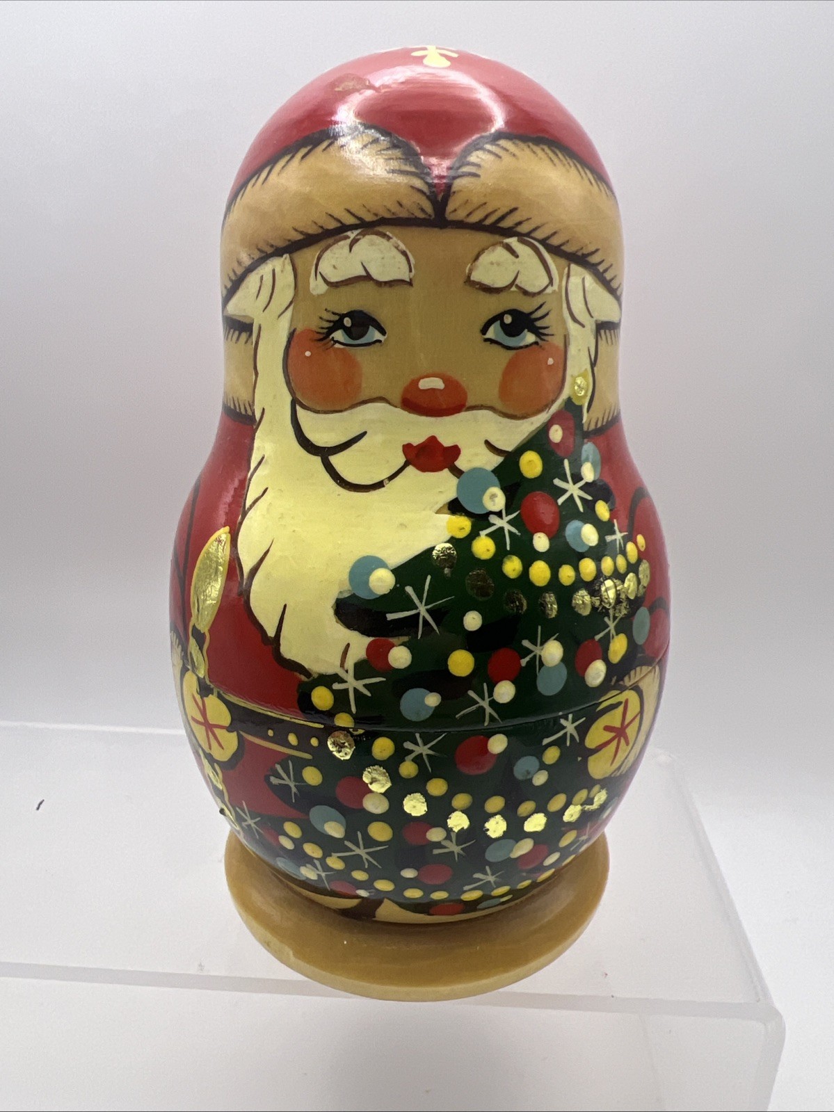 5 pc Set Russian Santa Matryoshka Nesting Dolls Handmade Tree 6