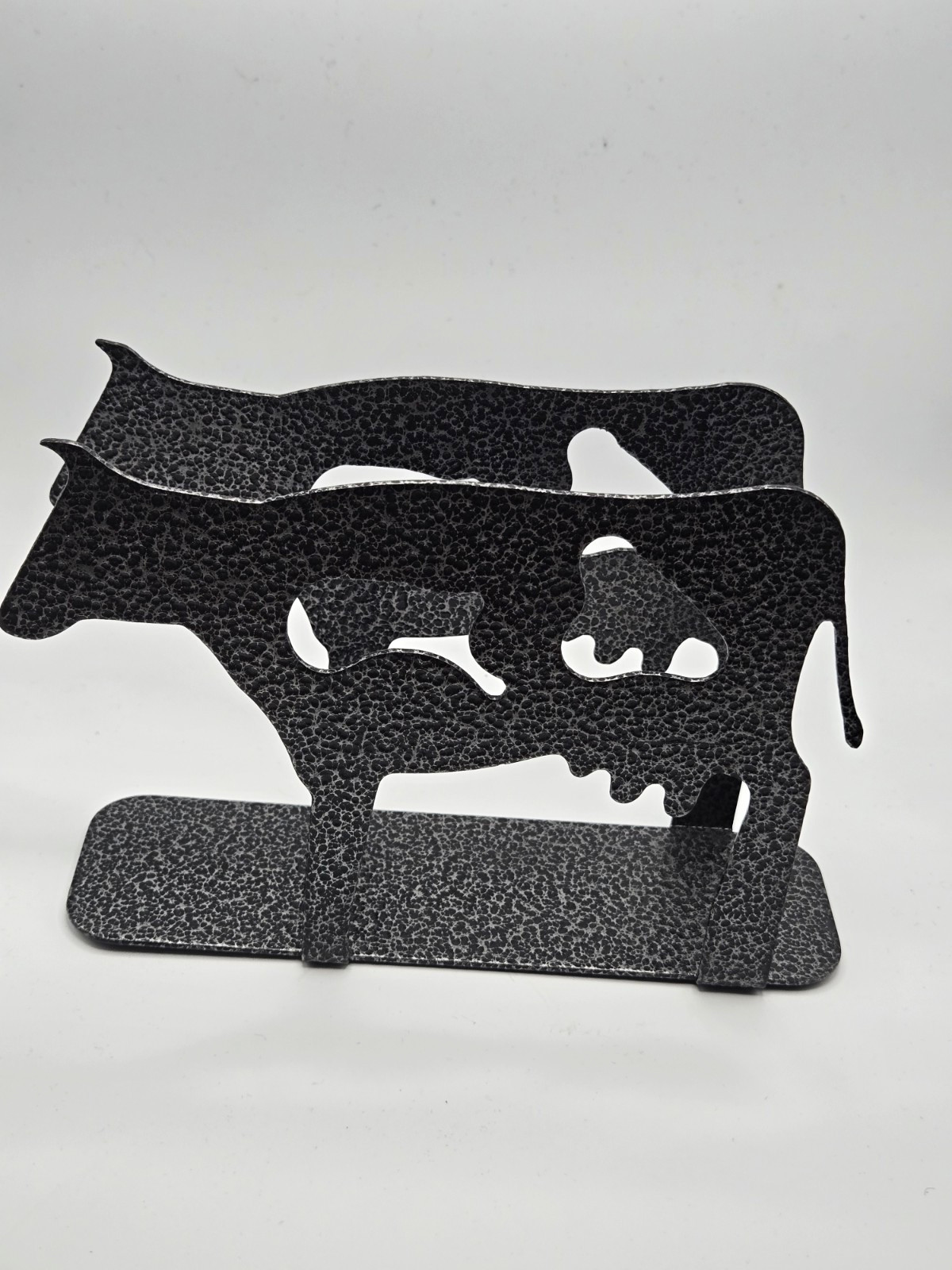 Vintage LaserMach Metal Cow Napkin Holder Black Hammered Metal Farmhouse Country Vintage LaserMach Metal Cow Napkin Holder Black Hammered Metal Farmhouse Country