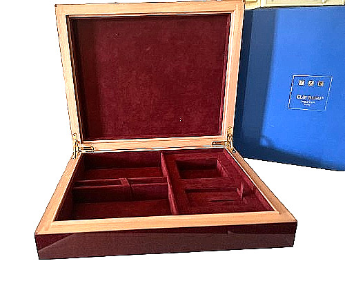 ELIE BLEU Ebony  Desktop box Lining in Velvet Goat Made in France