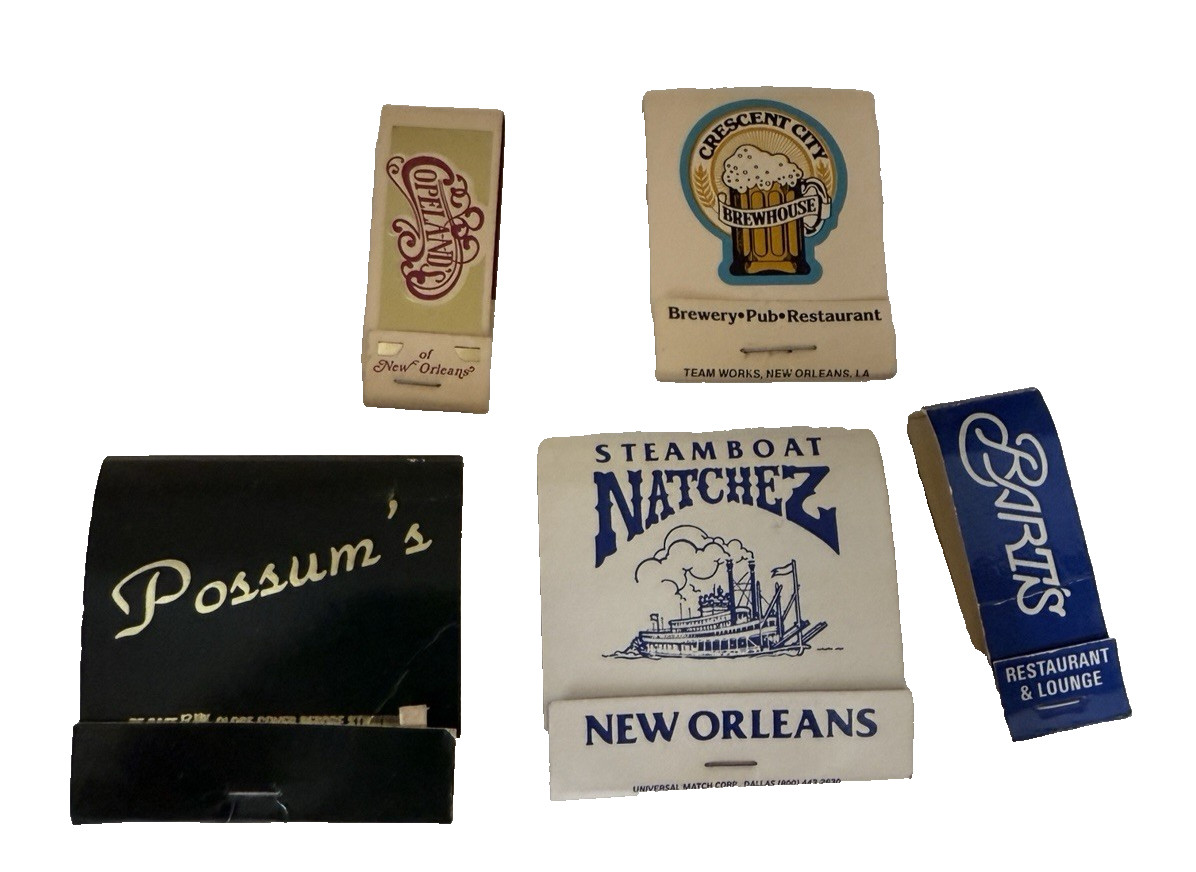 Lot of 5 Louisianna Match Book Covers No Matches New Orleans, St Martinsville,