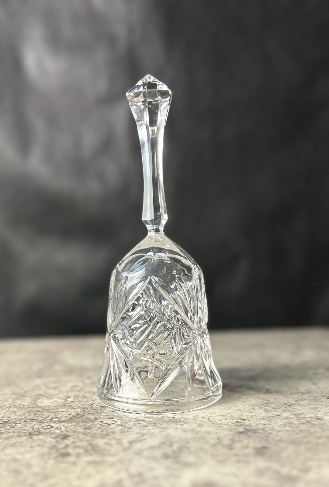 Vintage Handcrafted 24% Lead Crystal Cut Glass Bell Starburst Pattern