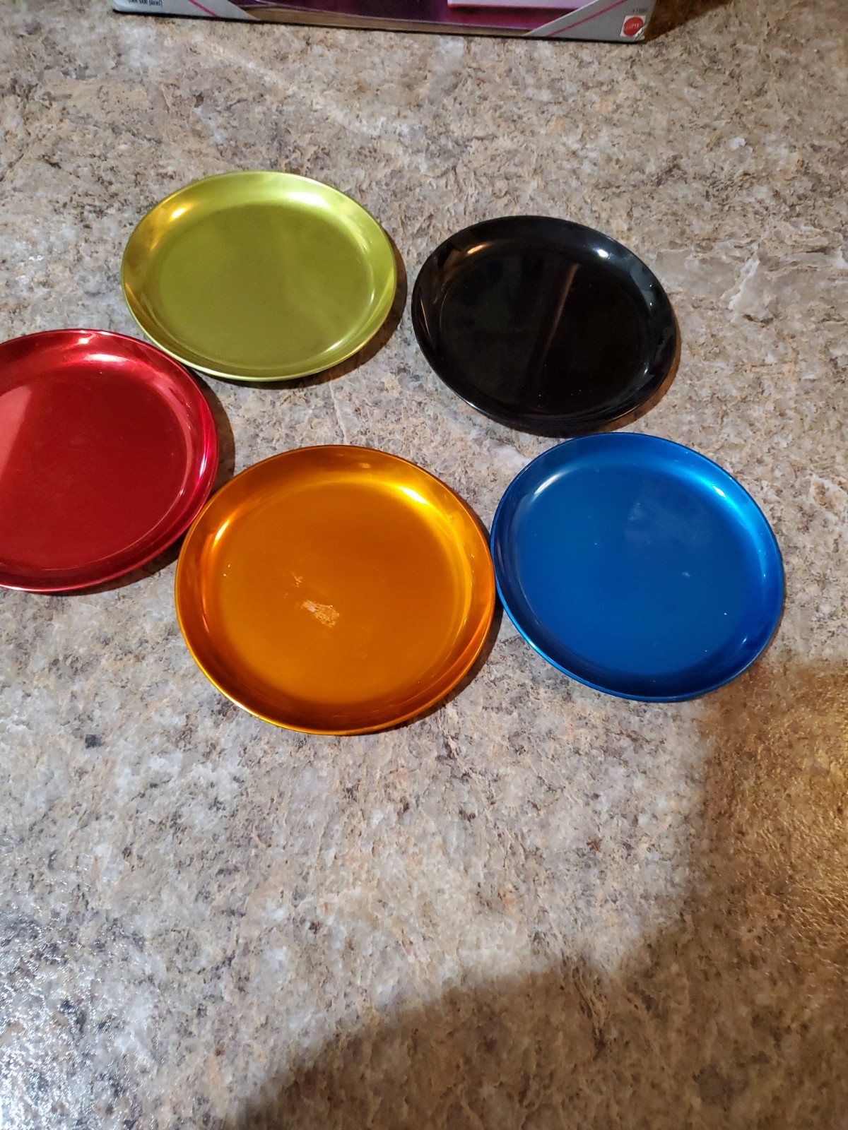 Vintage Coasters MCM Anodized Aluminum Set Of 5 Multi-Color Style