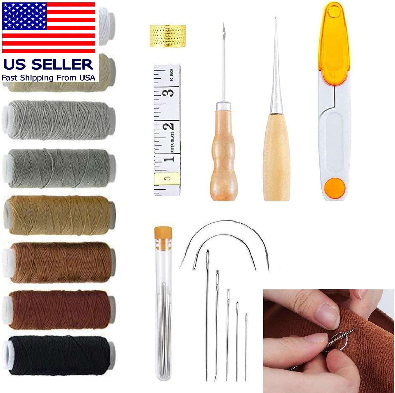 Leather Sewing Kit, 30PCS Repair Kit Heavy Duty Sewing Kit with Upholstery Threa Leather Sewing Kit, 30PCS Repair Kit Heavy Duty Sewing Kit with Upholstery Threa