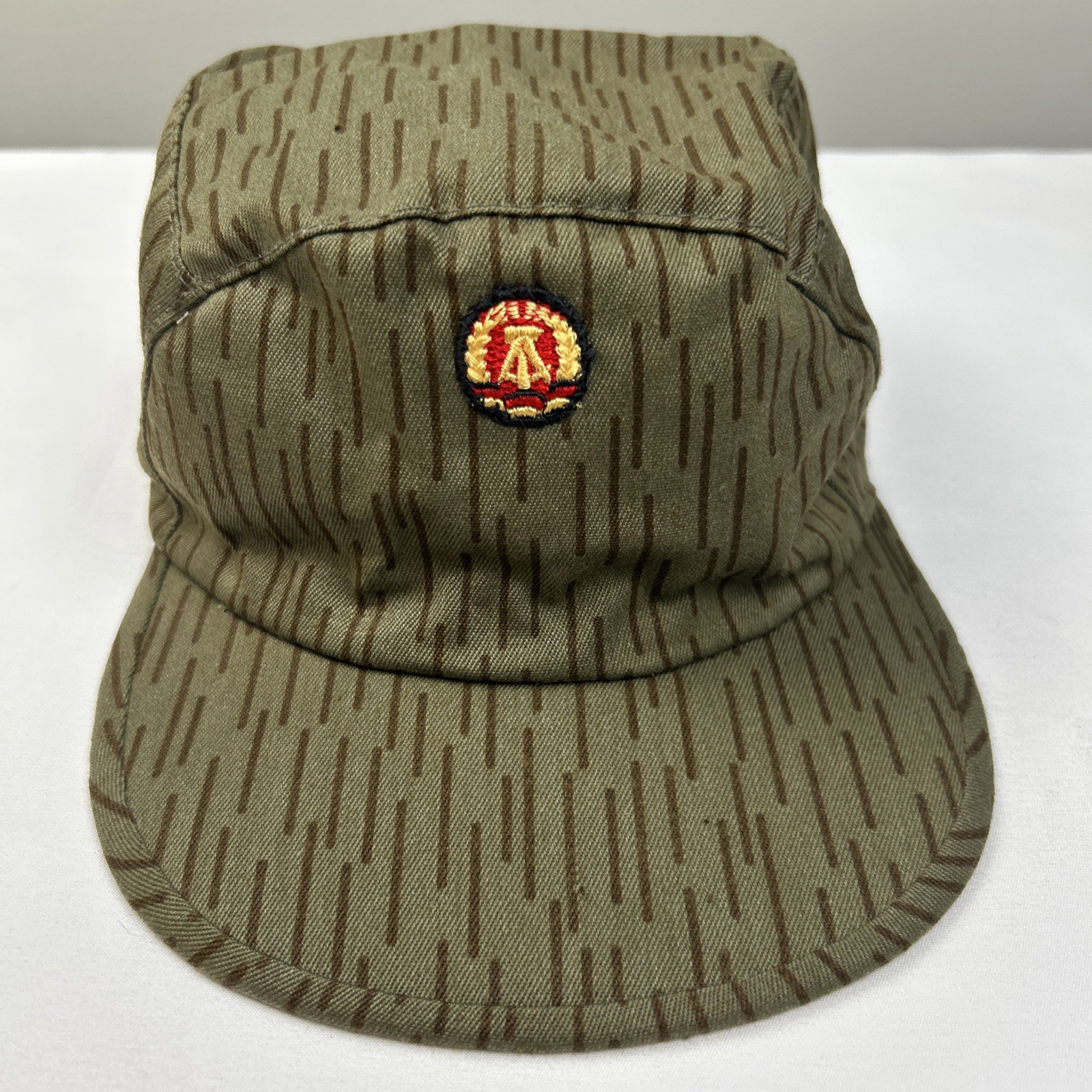 VTG East German Field Hat Cap Rain Drop Camo Hat NVA Strichtarn 5 Panel DDR S/M