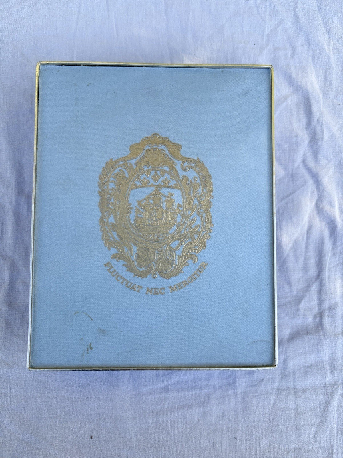 Antique Bourjois Soir de Paris Perfume Box 2 Vintage Blue Bottles No. 3598
