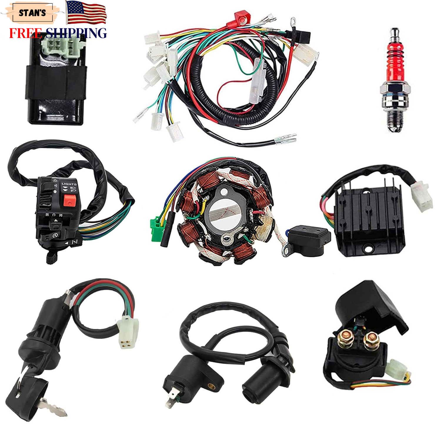 Complete Wiring Harness Kit With Electrics For ATV Quad 4 Wheelers 150CC-250CC -