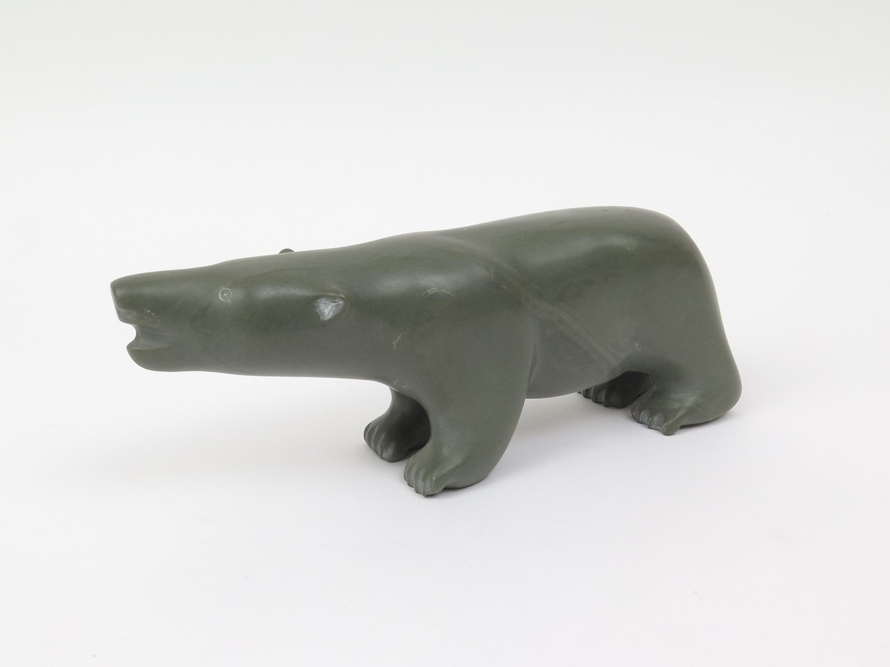 Large Signed Inuit Soapstone Polar Bear Sculpture 10.5in Hand Carved Arctic Art