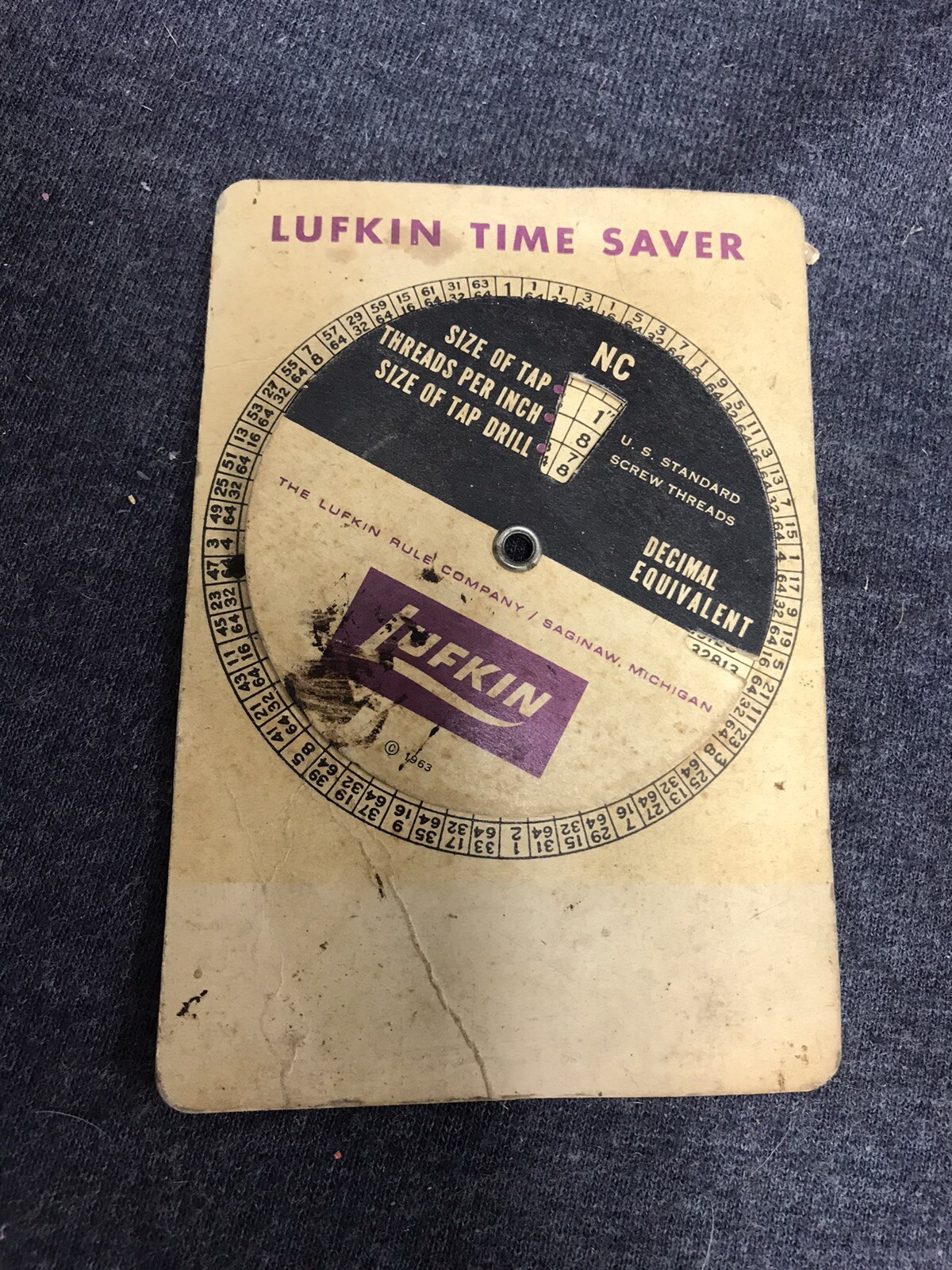 Lufkin Tools Time Saver Circular Chart Slide Rule Tap Threads Drill Screw 1963 Lufkin Tools Time Saver Circular Chart Slide Rule Tap Threads Drill Screw 1963