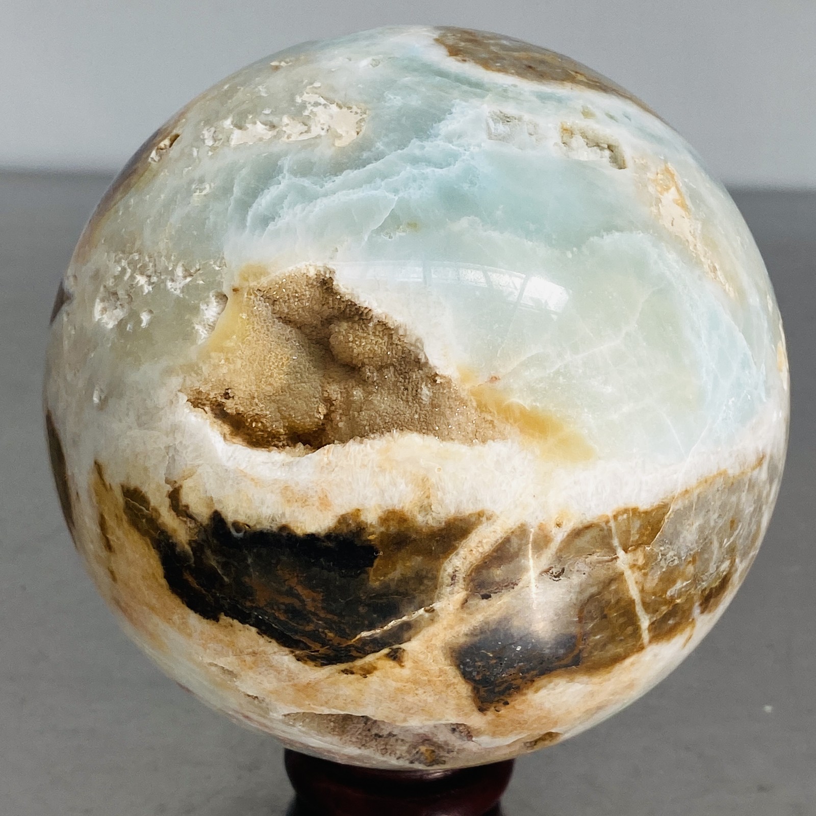 Natural amazon stone quartz ball crystal sphere healing 1360G (2.99LB)