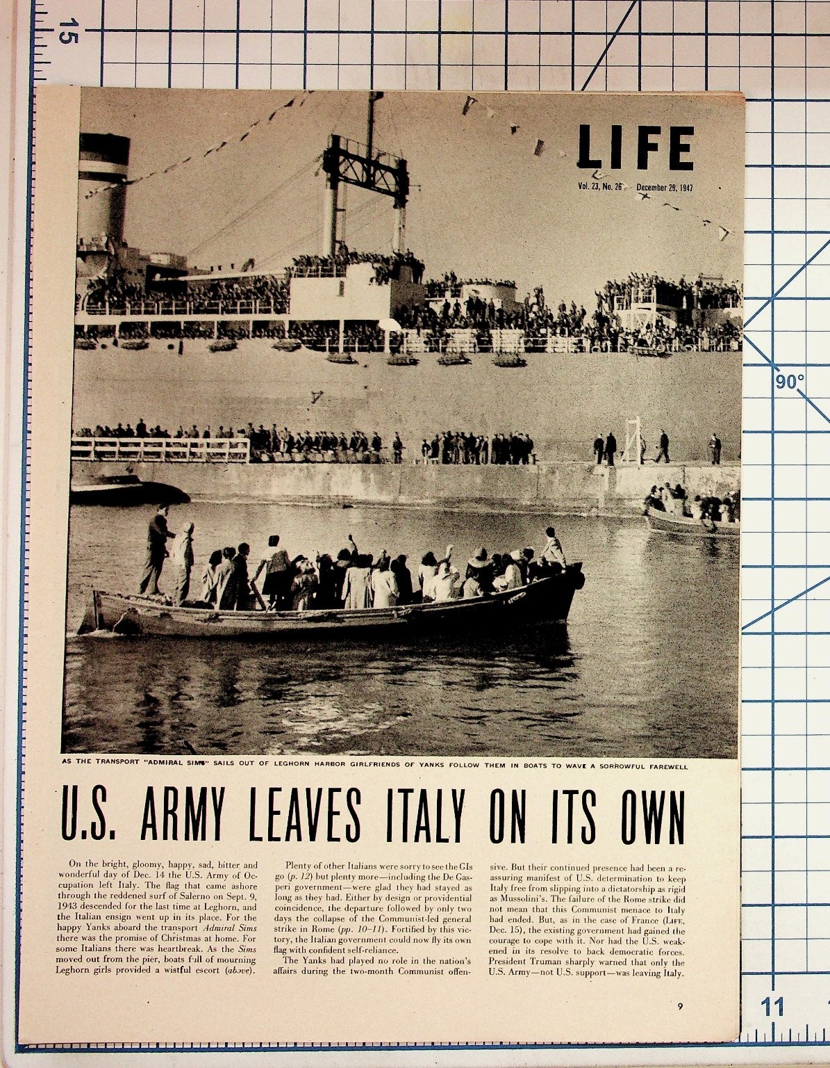 1947 LIFE Magazine WWII Post-War Italy US Army Leghorn Rome Exodus Spread