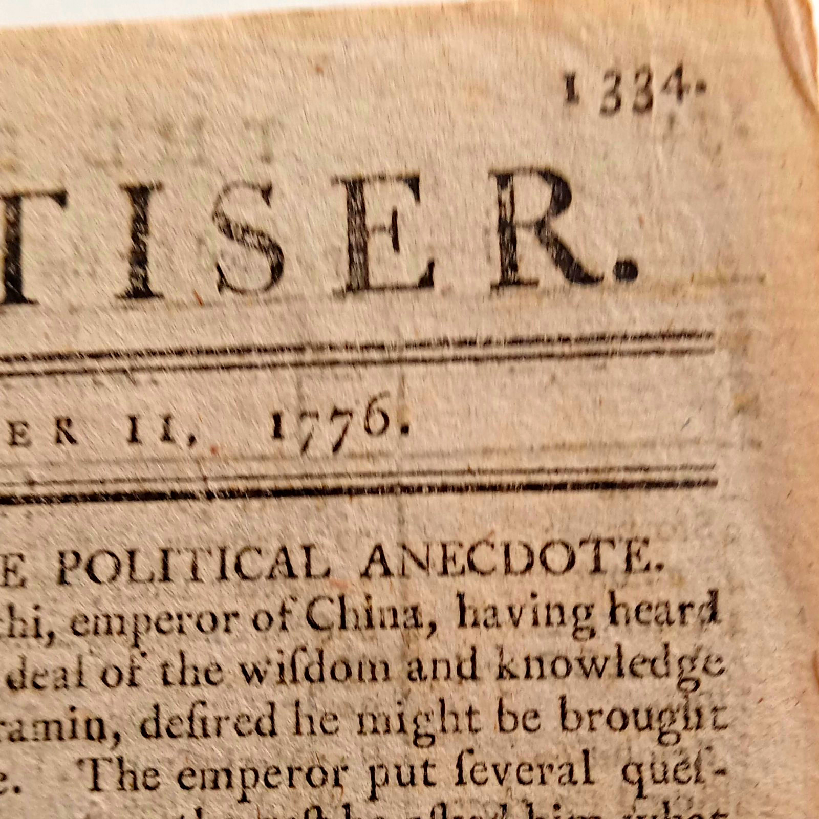 Original 1776 British Newspaper - American Revolutionary War - Colonies Original 1776 British Newspaper - American Revolutionary War - Colonies