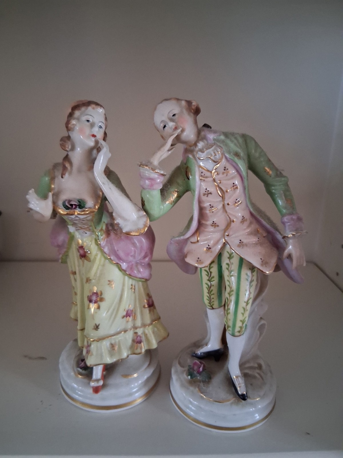 Maruyama porcelain 18th century Victorian style gentleman and lady Maruyama porcelain 18th century Victorian style gentleman and lady