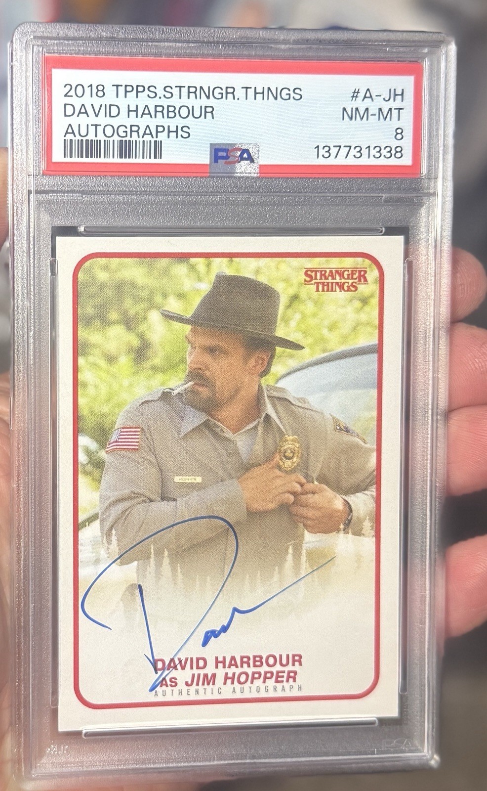 2018 Topps Stranger Things David Harbour Auto Autograph PSA 8💎Jim Hopper Pop 3