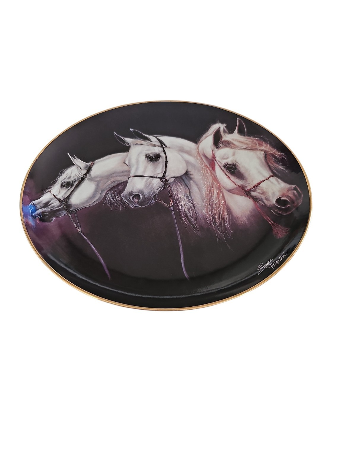 Danbury Mint Magnificent Trio Horse Plate 1993 Susie Morton Noble and Free 