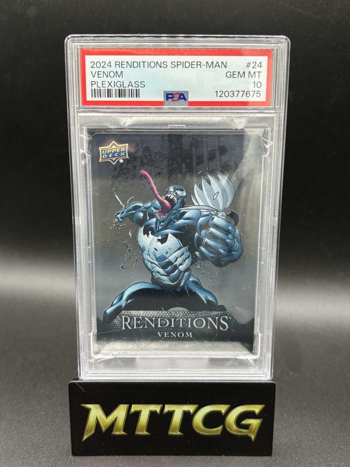 Upper Deck 2024 Renditions Spider-Man Venom Plexiglass #24 PSA 10 26/50