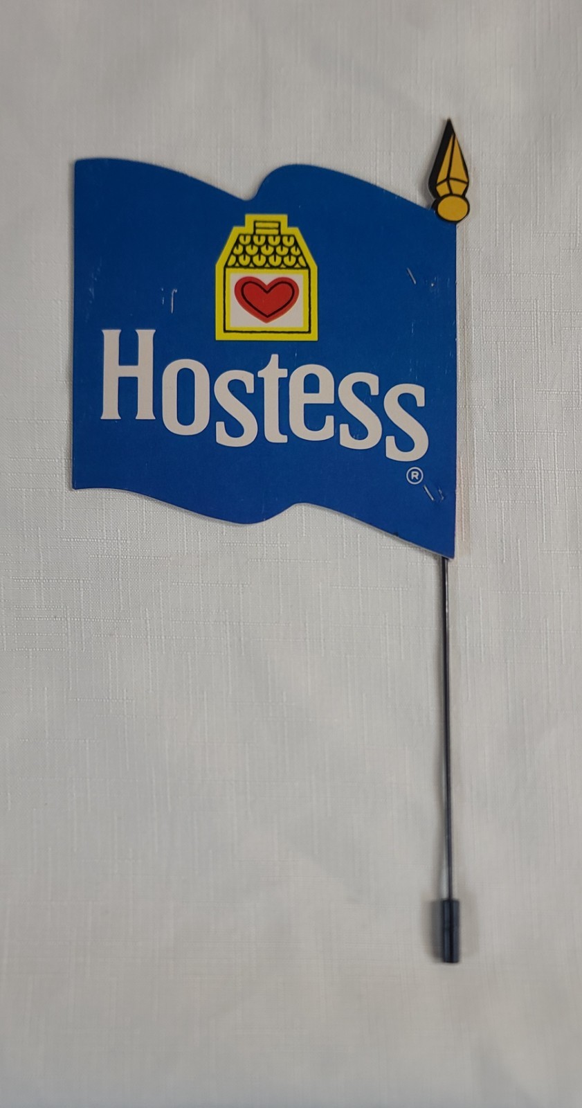 VINTAGE BICENTENNIAL HOSTESS CAKES DISPLAY STAND FLAG DOUBLE SIDED 76 FLAG BACK