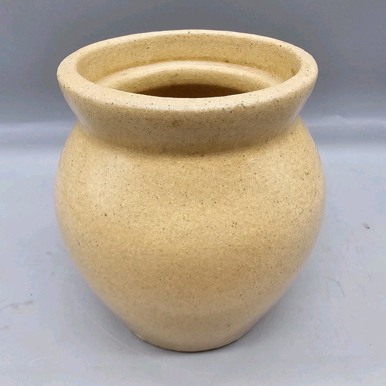 Roycroft Stoneware Pottery Crock  Honey Jam Jar Tan 4 1/2\