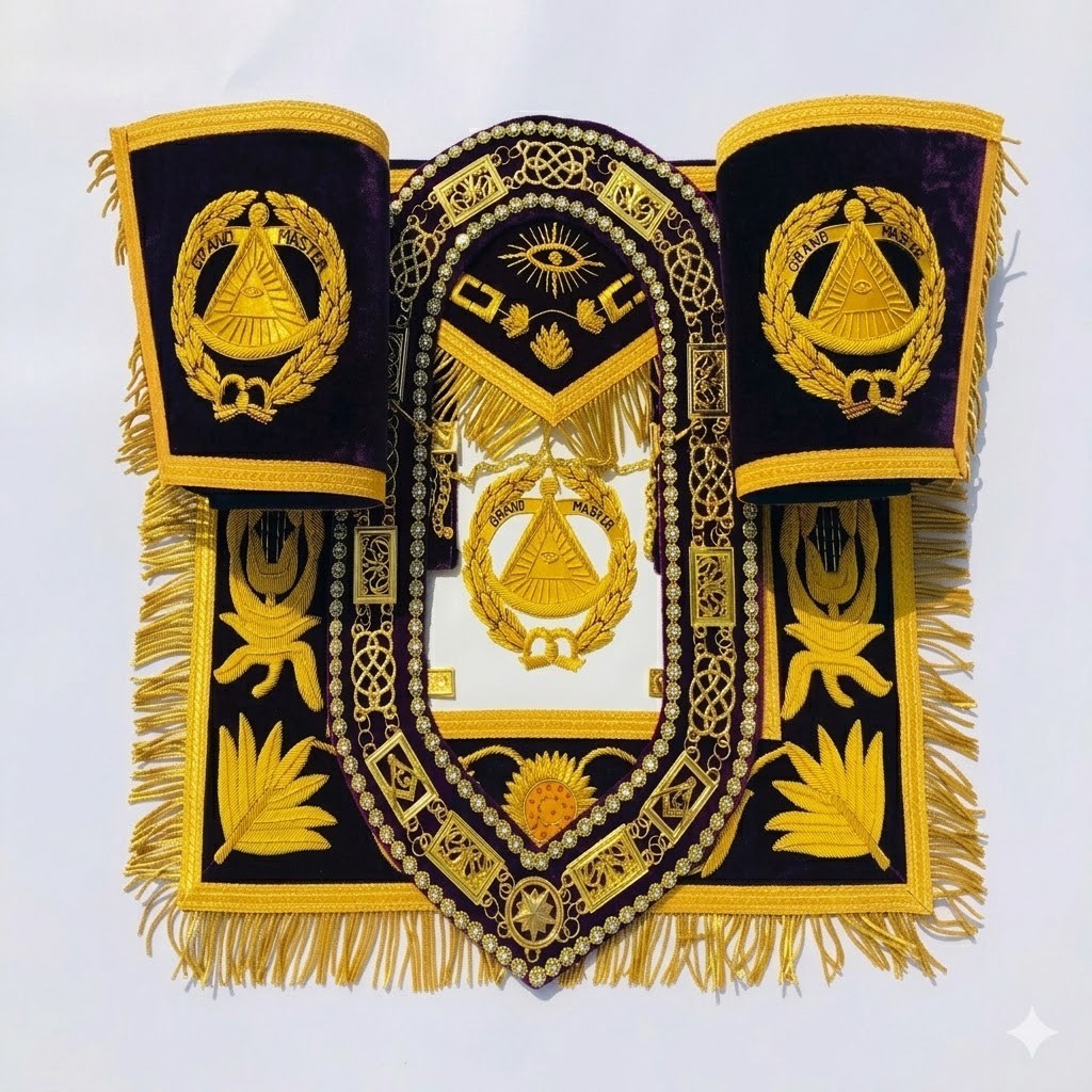 Masonic Regalia Grand Master Apron With Collar & Cuff Purple
