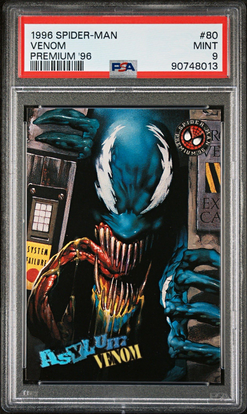 1996 Fleer/SkyBox Spider-Man Premium \'96 Asylum Venom #80 PSA 9 Cert 90748013