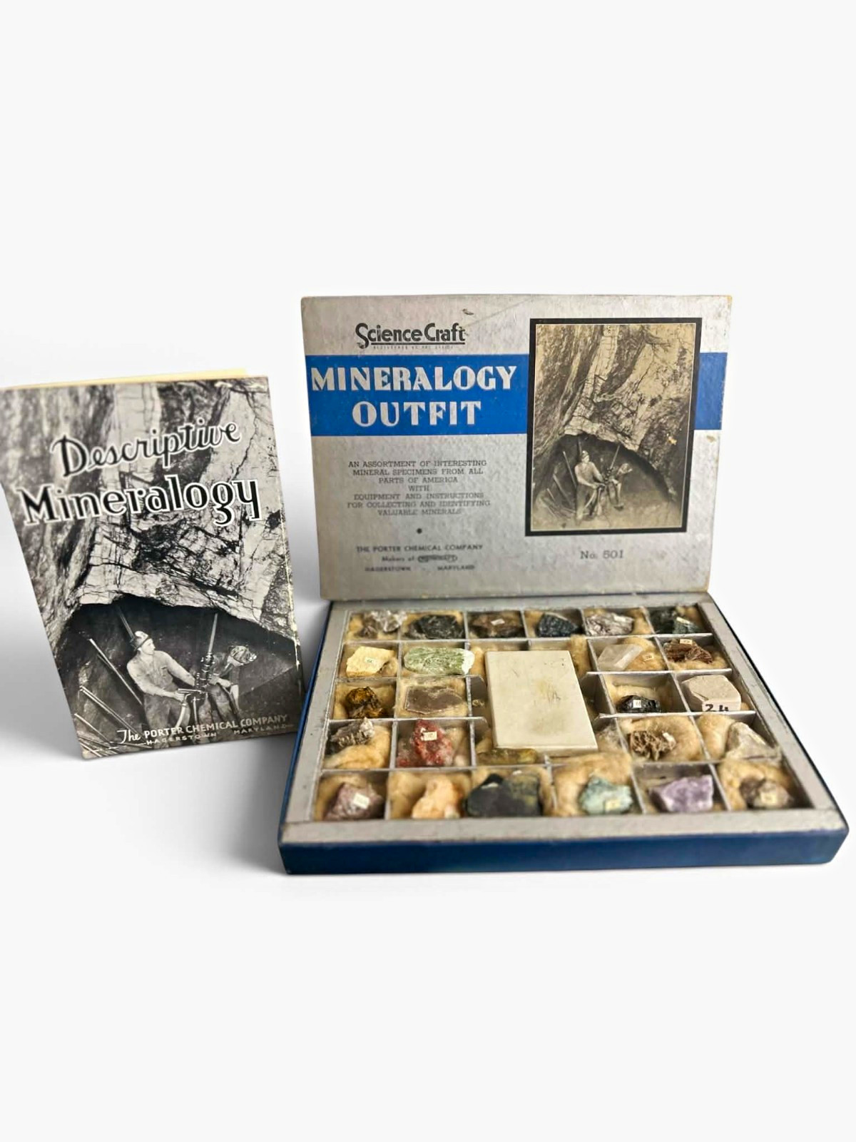 ScienceCraft Mineralogy Outfit No. 501 Mineral Specimen Set w/ Booklet Vtg 1935 ScienceCraft Mineralogy Outfit No. 501 Mineral Specimen Set w/ Booklet Vtg 1935