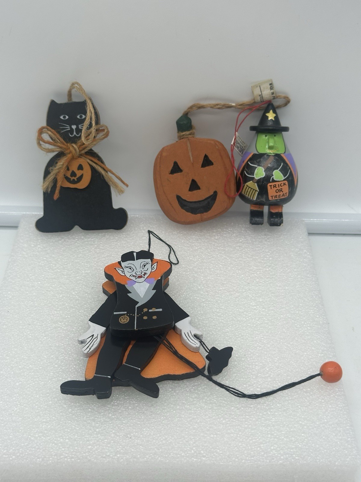 Vintage Midwest Imports Halloween Ornaments Pumpkin Vampire Witch Cat