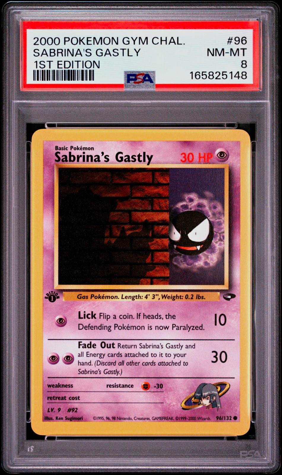 Pokémon Gym Challenge Sabrina\'s Gastly 1st Edition #96/132 PSA 8 Cert 165825148