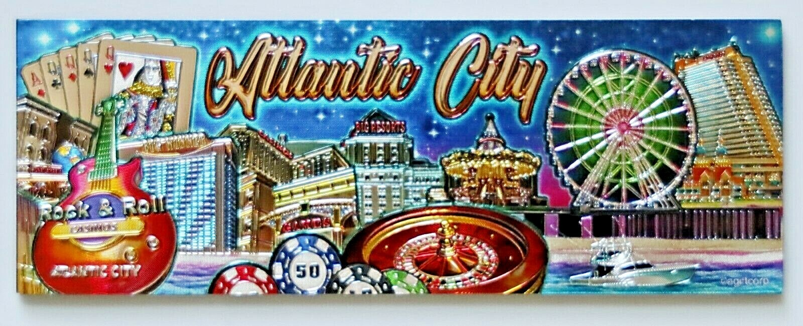 Atlantic City New Jersey Skyline Foil Magnet 5