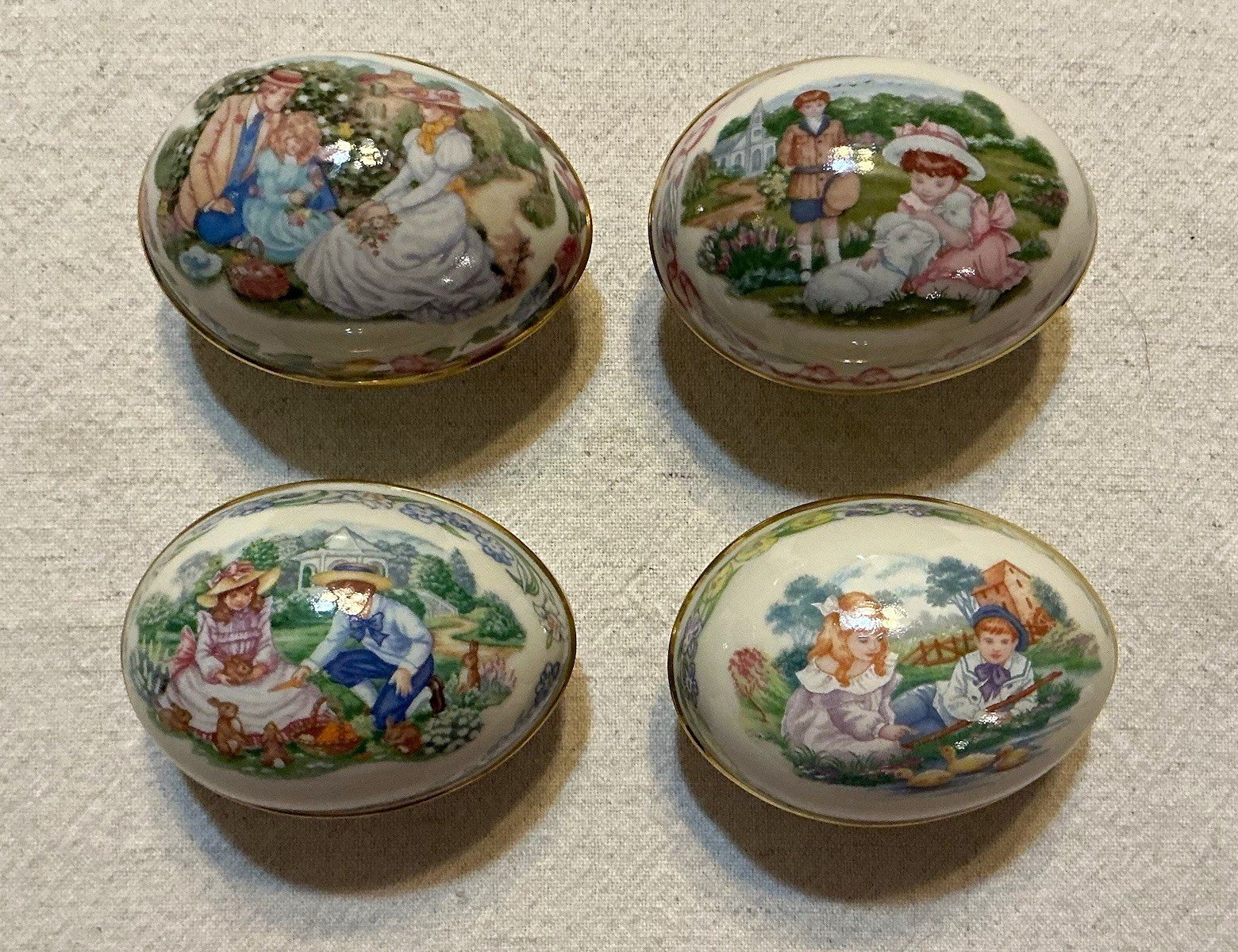 Vintage Lenox Easter Egg Trinket Set (4) 1990-1993 Limited Edition