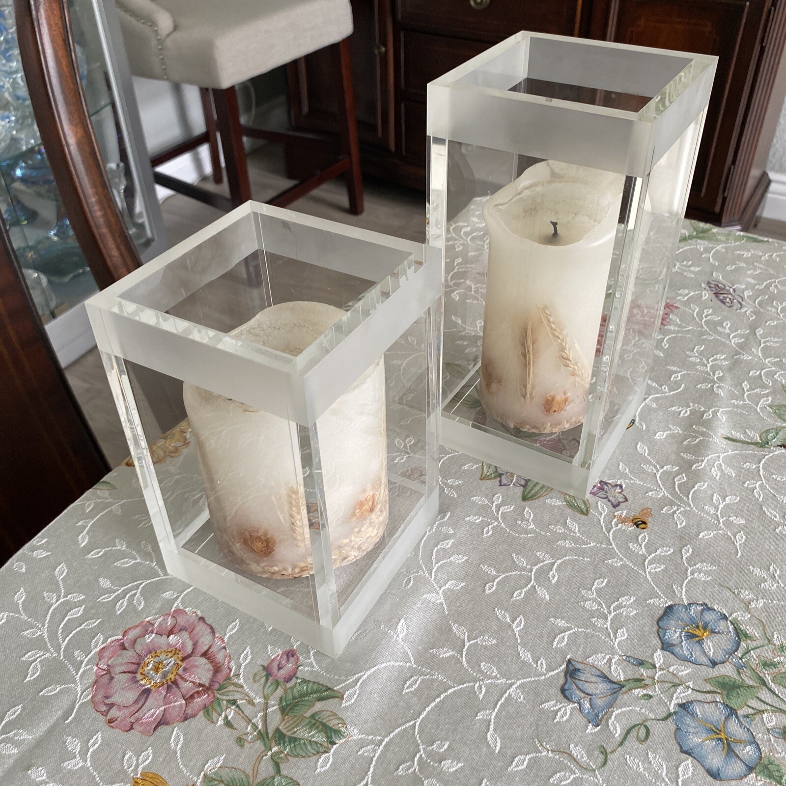 Beautiful 2005 / 2006 Anheuser-Busch Employee Holiday Gift Glass Candle Holders