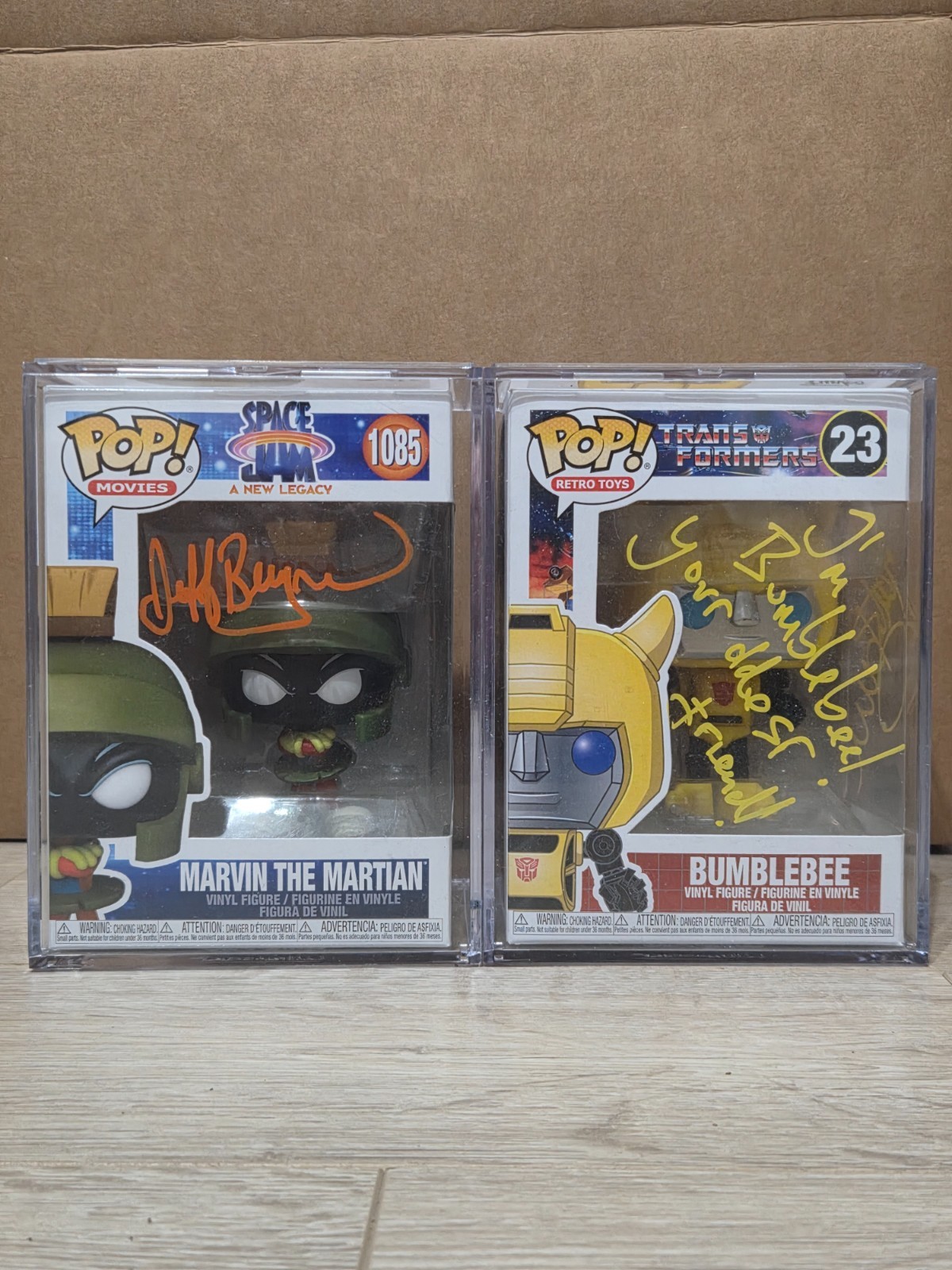 2 funko pop signed marvin the martian and bumblebee jeff bergman and mark ryan 2 funko pop signed marvin the martian and bumblebee jeff bergman and mark ryan
