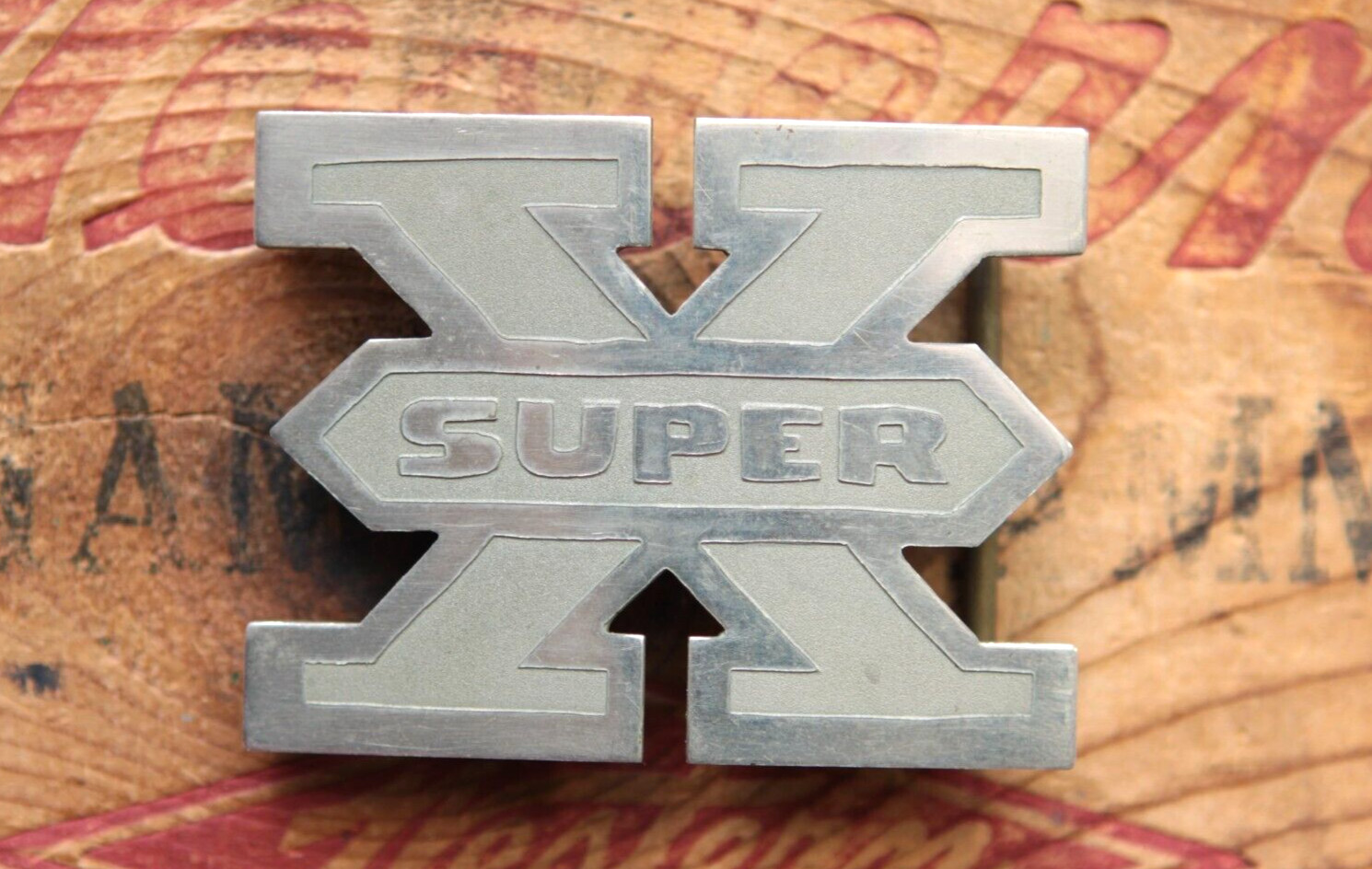 Vintage Hand Made Winchester Supper X Firearms Western Belt Buckle