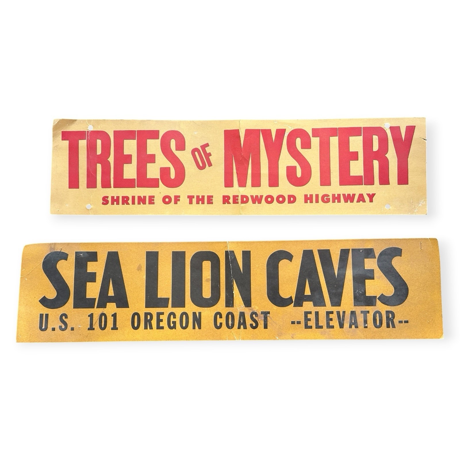Vintage Sea Lion Caves Trees of Mystery Oregon California Highway Signs Lot Vintage Sea Lion Caves Trees of Mystery Oregon California Highway Signs Lot