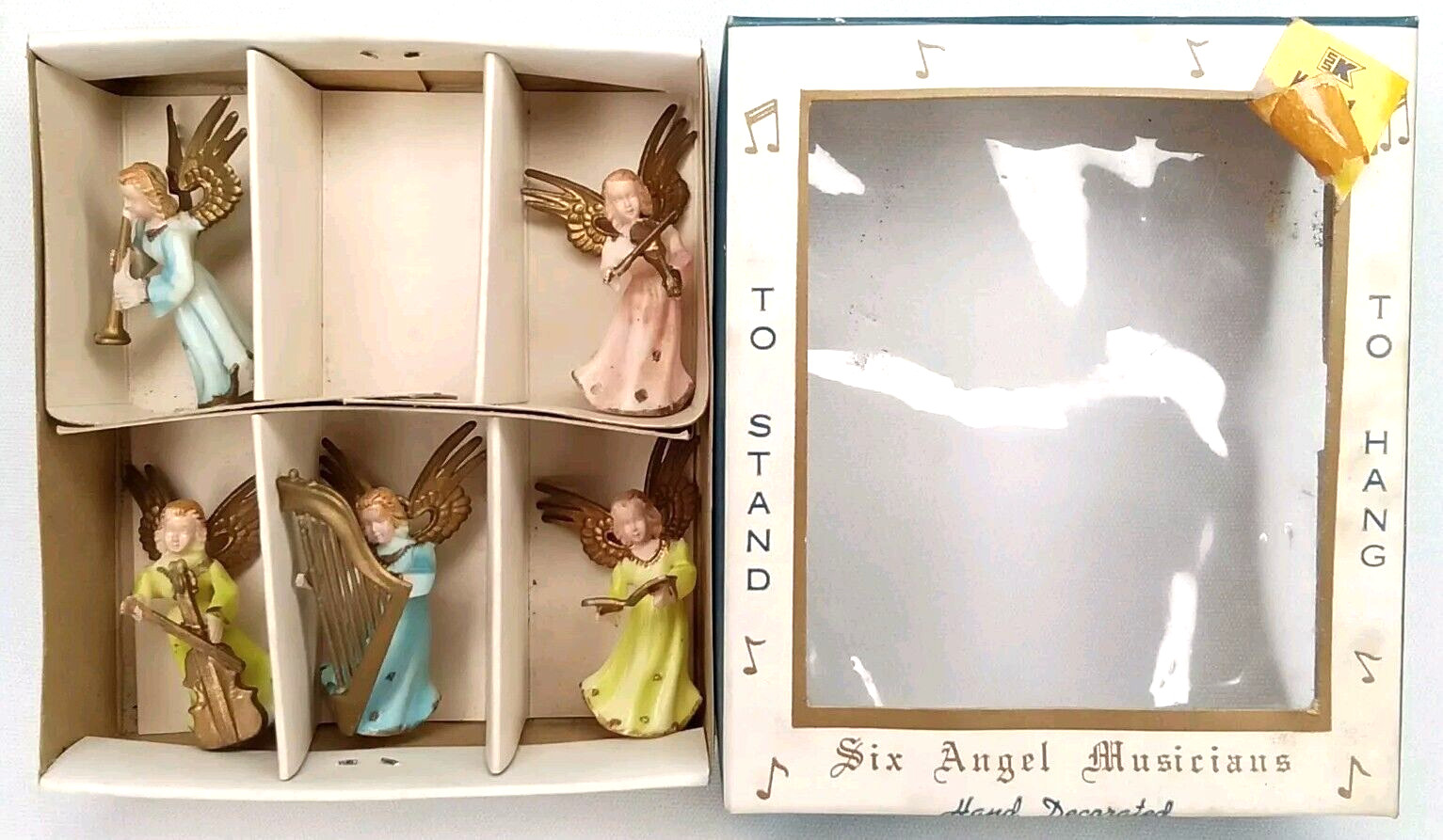 Vintage ARA Plastics 5 Angel Musicians Christmas Ornament With Original Box