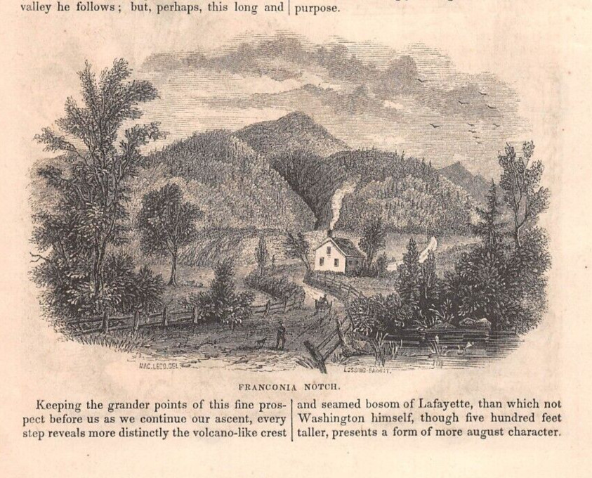 1852 FRANCONIA NOTCH White Mountains Grafton County NH New Hampshire ILLUSTRATED
