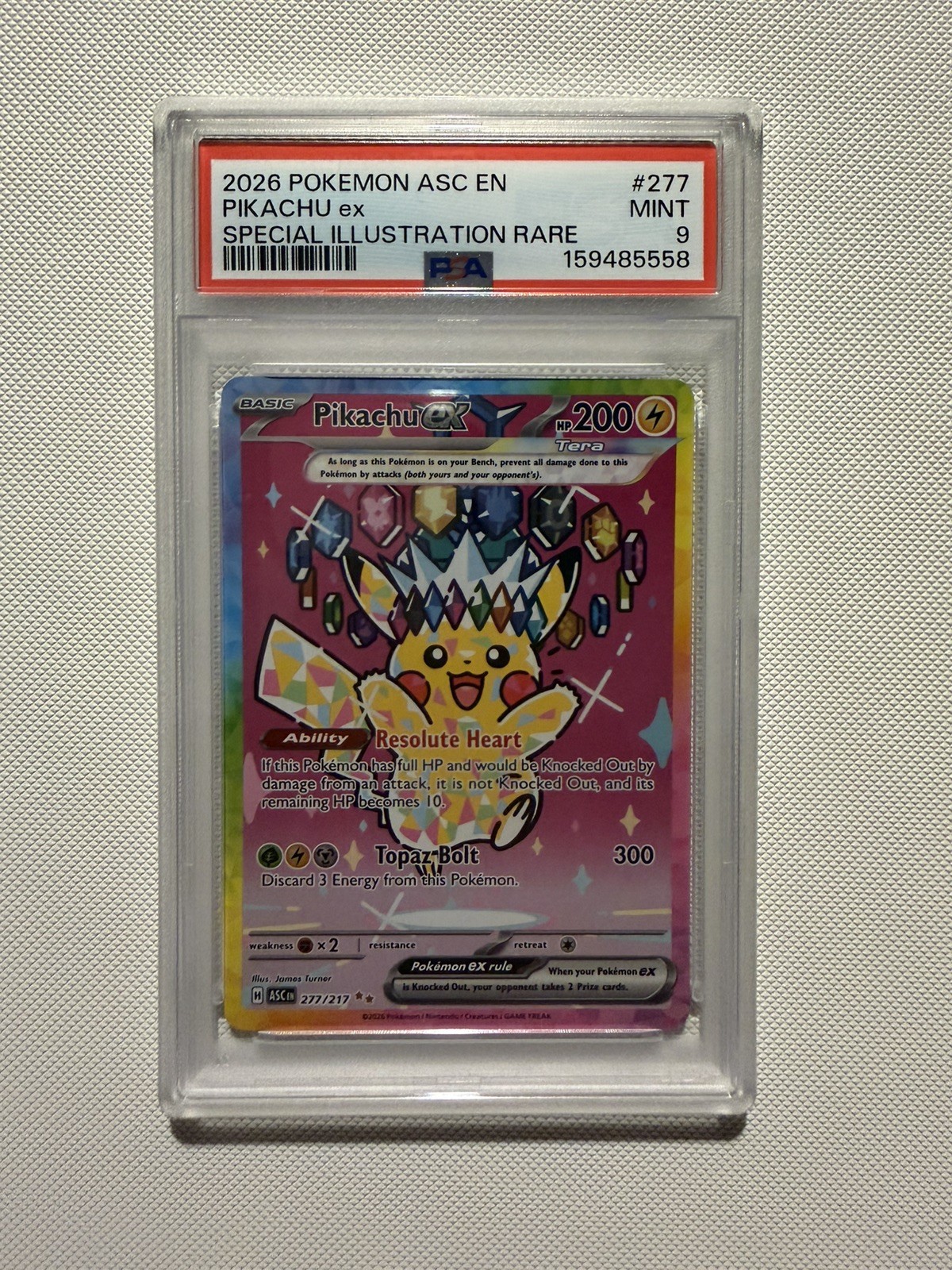 2026 POKEMON ASCENDED HEROES SPECIAL ILLUSTRATION RARE #277 PIKACHU EX PSA 9