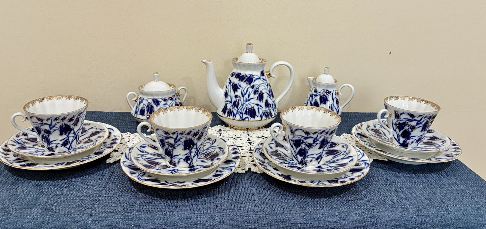 Imperial Lomonosov Bluebells Russian Tea Set (read Description Below) Imperial Lomonosov Bluebells Russian Tea Set (read Description Below)