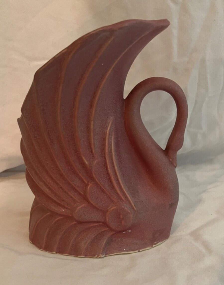 Vintage Niloak Pink Swan Clay Planter Vase Pottery 1940's GUC