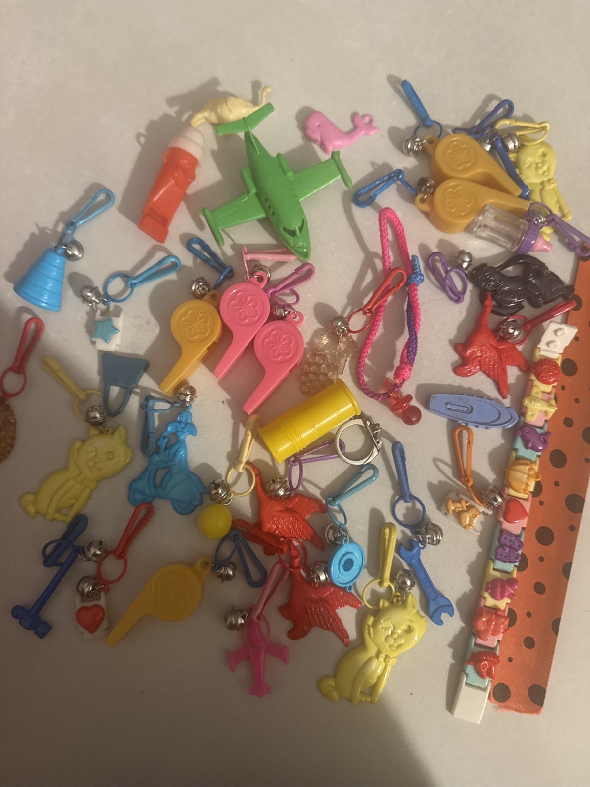 Vintage 1980's plastic clip on bell charms And More Lot Of 37 Mixed