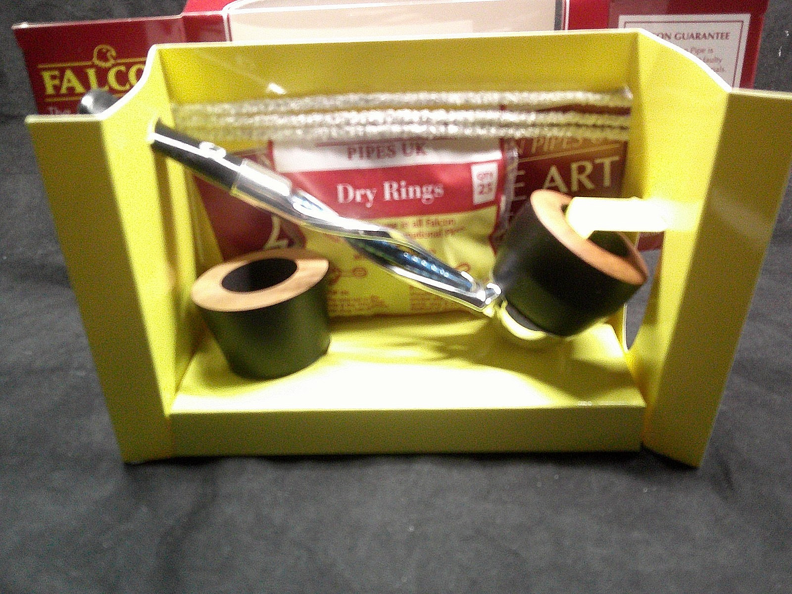 ✔️ New FALCON Pipe 2 Briar Bowls #AN 11 Blue SHILLELAGH Stem 25 Rings Gift Boxed