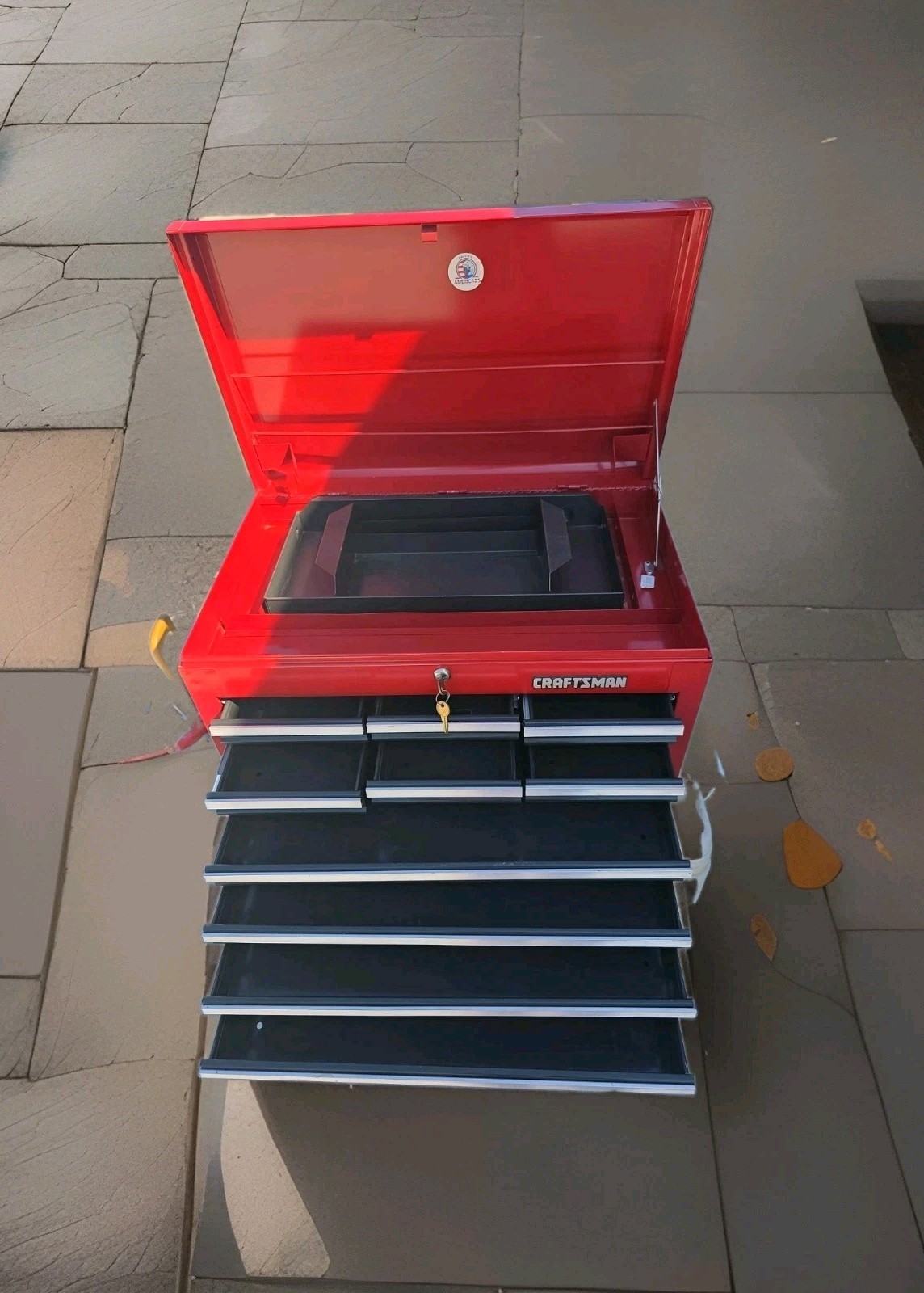 Craftsman 10 Drawer Toolbox, Top Box, Vintage With Keys.