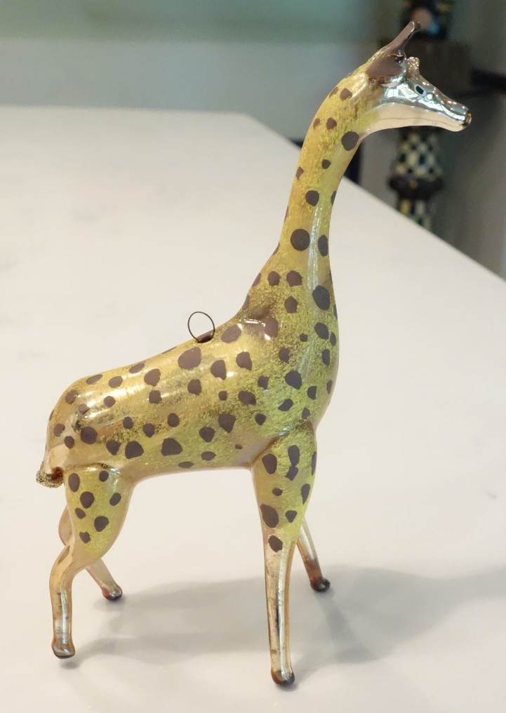 VINTAGE BIMINI GLASS CHRISTMAS TREE ORNAMENT GIRAFFE ANIMAL ANTIQUE RARE