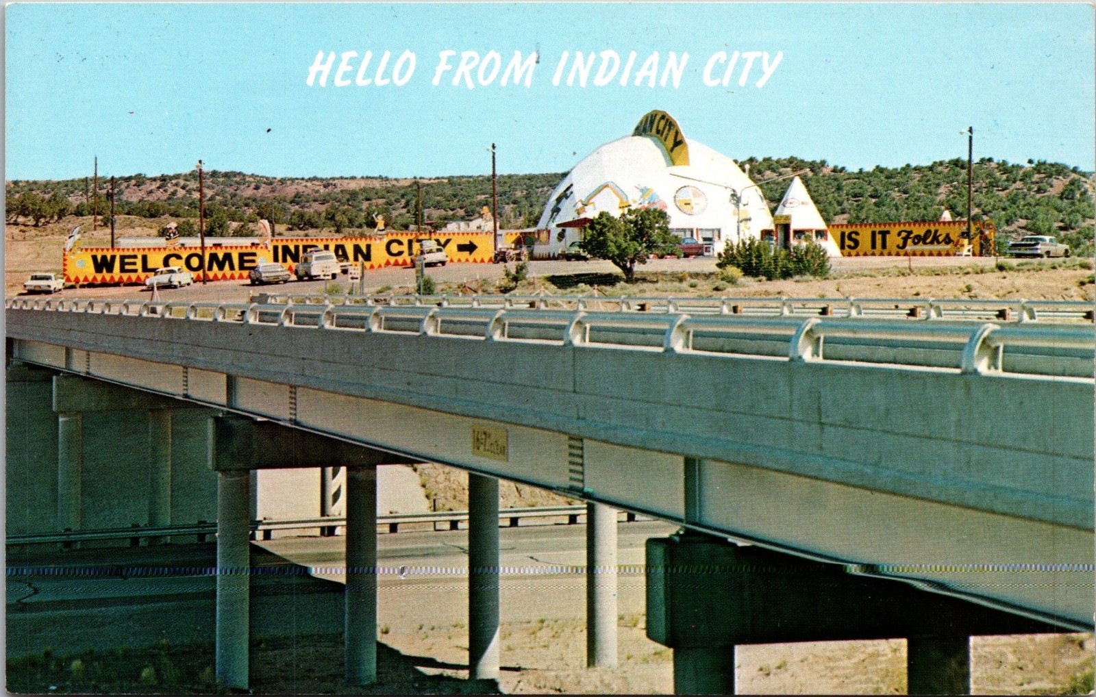 Southwest Postcard Company Indian City Postcard 126524 Hello From Indian City