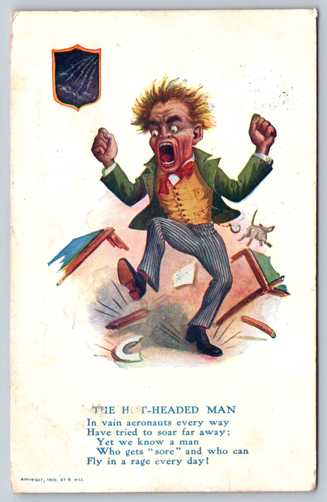 c1910s Hot Headed Man Vinegar Valentine Antique Undivided Back Vintage Postcard